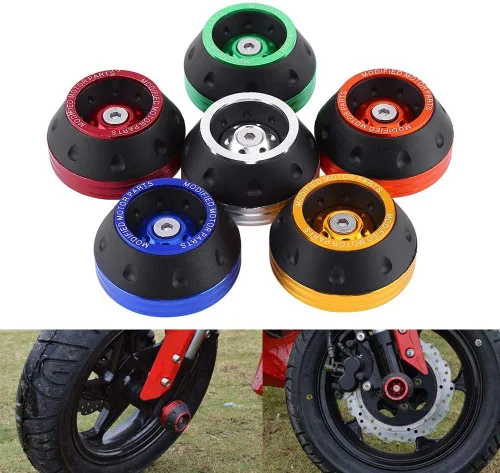 Miniatura 8 de Keenso - Protector de choque de rueda de aluminio CNC para la mayoría de motocicletas, motocicletas, ciclomotores, scooters (rojo)