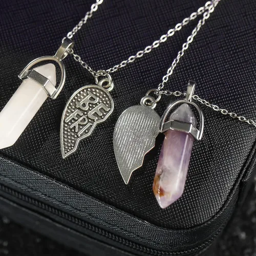 Miniatura 5 de BONJOULRY Collares de amistad de cristal a juego para parejas para mejores amigos con dije magnético de corazón, para mujeres y hombres, delicada
