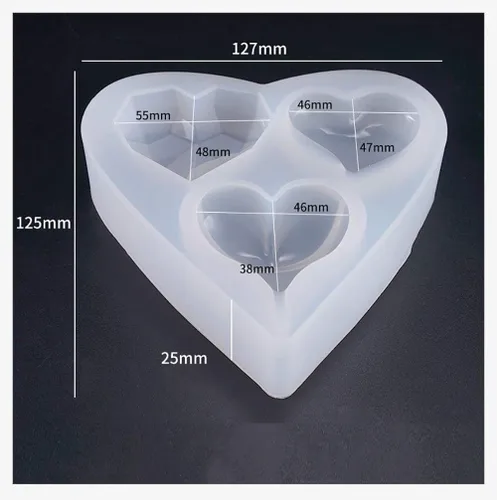 Miniatura 4 de Molde epoxi con forma de corazón profundo de 6 estilos, molde de silicona de tamaño de más de 1 pulgada, cuentas en forma de corazón de amor
