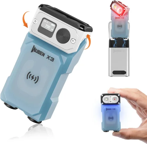Miniatura 11 de WUBEN X3 Mini Linterna con Caja de Carga Recargable 180 Grados Llavero EDC Linterna Giratoria Ip65 Impermeable Imán Linternas de Bolsillo 10 Modos