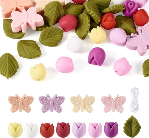 Miniatura 16 de Craftdady - Cuentas focales de silicona con forma de corazón, cuentas espaciadoras sueltas para manualidades, pulseras, collares, llaveros de 0.99 x
