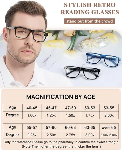 Miniatura 5 de MARE AZZURO Gafas de lectura grandes retro para hombre, lectores ligeros 1.0 1.25 1.5 1.75 2.0 2.25 2.5 2.75 3.0 3.5 4.0 5.0 6.0