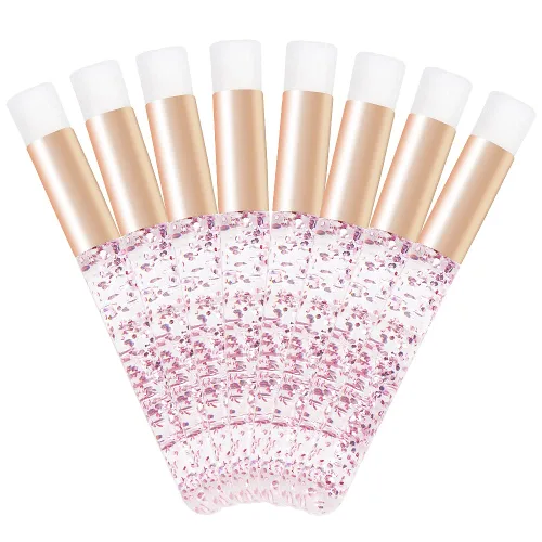 Miniatura 10 de 30 cepillos de champú para extensiones de pestañas de cristal con purpurina con contenedor, herramienta removedor de cepillos para puntos negros