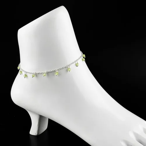 Miniatura 25 de Yanara Tobilleras de piedras preciosas para mujer, piedra natal natural, chapada en plata, joyería hecha a mano en 8.5 + 1.5 pulgadas, cristales