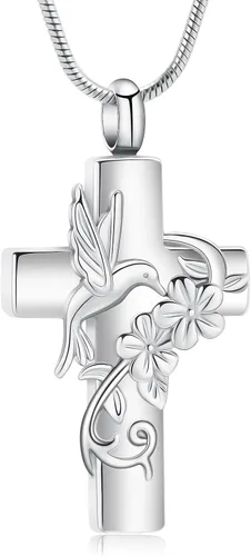 Miniatura 9 de Cross Hummingbird Urn Necklace for Ashes Flower Ashes Pendant Memorial Necklace Cremation Jewelry Ashes Keepsakes Necklace Gift for Loss of Loved