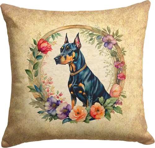 Miniatura 64 de Caroline's Treasures DAC2072PW1414 Affenpinscher and Flowers - Almohada decorativa de tela, lavable a máquina, para interiores y exteriores
