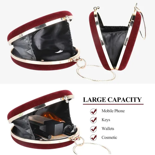 Miniatura 4 de Selighting Bolsos de mano redondos de terciopelo para mujer, bolsas de noche, bolso formal de boda, graduación, cóctel, fiesta, bolso de mano
