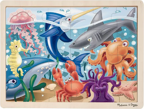 melissa & doug animales bajo el mar océano rompecabezas de madera, Versión estándar, Multicolor