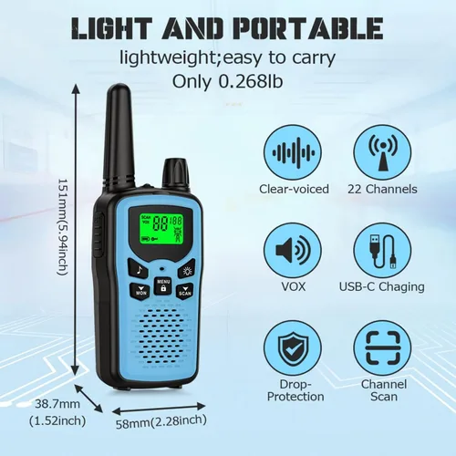 Miniatura 2 de Walkie talkies recargables para adultos walkie talkies de largo alcance, 22 canales FRS de 2 vías radios Walky Talky con linterna LED para escalada