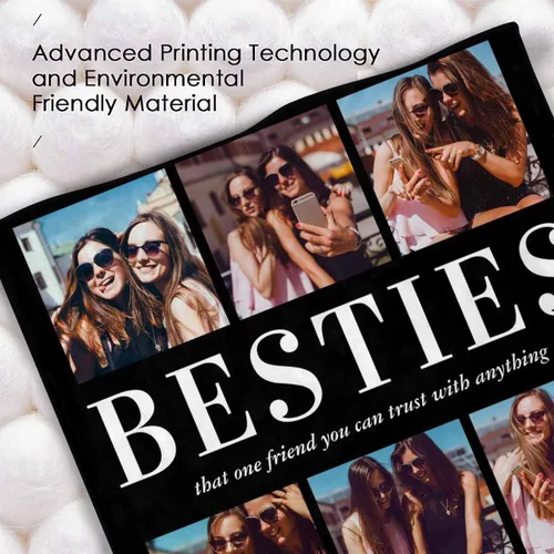 Miniatura 5 de Manta de Fotos Personalizada para Amigos BFF Navidad, Manta de Cama Personalizada con Collage de 9 Fotos para Mamá Papá Fotos Familiares Multi 02