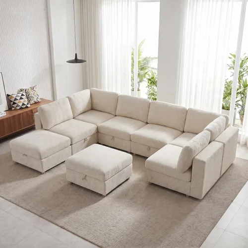 Miniatura 12 de ERYE Sofá modular de 68 pulgadas con asiento profundo, sofá modular de almacenamiento con respaldo y reposabrazos de combinación gratuita, sofá