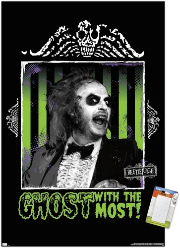 Trends International Beetlejuice - Póster de fantasma con la mayoría de la pared, 34 pulgadas de largo x 22.4 W, paquete de póster y montaje prémium