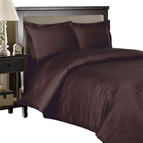 Miniatura 8 de Royal Hotel Bedding Juego de funda de edredón ultra suave, juego de edredón de 3 piezas, sin arrugas, cierre de botones, satén a rayas, fundas