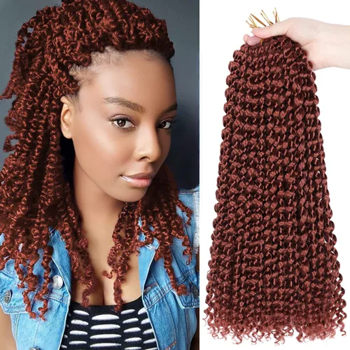 Miniatura 35 de Cabello Passion Twist de 30 pulgadas, cabello rubio de ondas de agua con ganchillo para mujeres, cabello rubio Passion Twist de ganchillo largo 27#