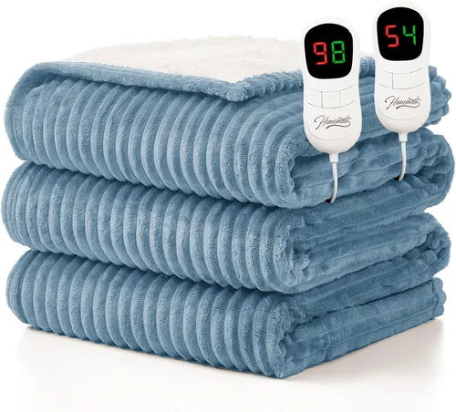 Miniatura 43 de Homemate Manta térmica eléctrica de 50 x 60 pulgadas, manta térmica de 1/2/4/6/8 horas de apagado automático, 10 niveles de calor, protección contra