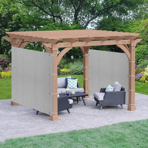 Miniatura 7 de Panel de privacidad marrón de 5 x 7 pies, pantalla de tela de refugio con 95% de bloqueo UV para pérgola, cenador, ventana, patio, resistente