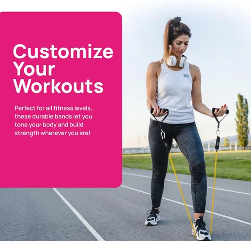 Miniatura 6 de INEVIFIT Juego de Bandas de Resistencia, 150 LBS Bandas de Entrenamiento Apilables para Fuerza, Yoga, Pilates y Entrenamiento Completo del Cuerpo