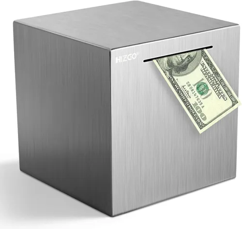 Miniatura 10 de hizgo Alcancía para adultos, caja de ahorros de acero inoxidable para ayudar al presupuesto y ahorrar debe romperse para acceder al dinero