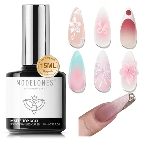 Miniatura 24 de Modelones Esmalte de uñas en gel con purpurina, acabado brillante ultra fino blanco con aurora, purpurina transparente, acabado brillante con A1