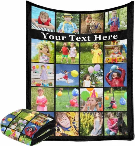 Miniatura 18 de Manta personalizada con fotos, manta personalizada con retrato familiar para padres, niños, perros y familia, manta personalizada para un día