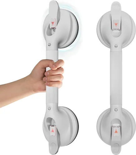 DAILYLIFE Barras de agarre para bañeras y duchas, asas de ducha de 17 pulgadas para ancianos con ventosa, barra de agarre de seguridad para ducha de