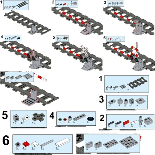 Miniatura 6 de Juego de Bloques de Construcción de Vías de Tren 01, Vías de Tren de la Ciudad, Bloques de Construcción de Paso a Nivel de Ferrocarril con Señal