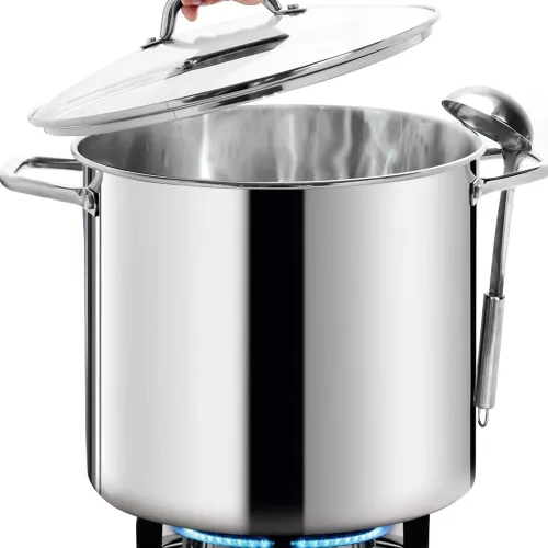 HOMICHEF OLLA STOCK POT GRANDE DE 24 CUARTOS DE GALÓN CON TAPA - Batería de Cocina Stockpot de Acero Inoxidable Sin Níquel de 24 Cuartos de Galón -