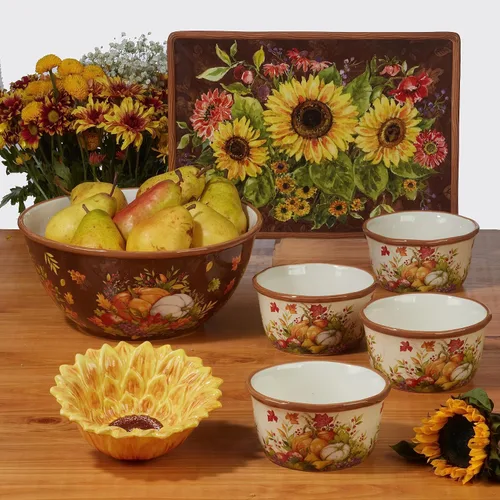 Miniatura 5 de Certified International Harvest Blessings - Plato llano de 10.75 pulgadas, multicolor, grande, juego de 4