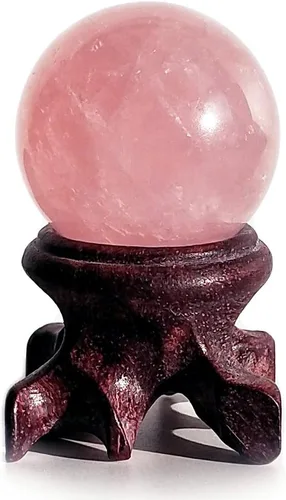 Miniatura 6 de Polar Jade Bola de cristal de cuarzo rosa - Esfera de cristal rosa de 1.6 pulgadas para meditación, Feng Shui, curación de chakras, adivinación