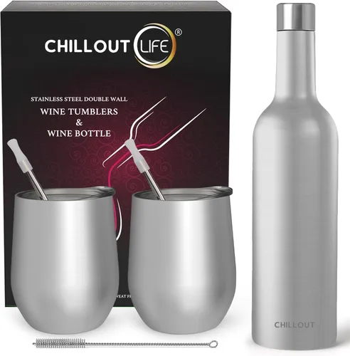 Miniatura 30 de CHILLOUT LIFE Vasos Térmicos de Vino de Acero Inoxidable de 12 oz Paquete de 2 - Vasos de Vino con Aislamiento al Vacío de Doble Pared con Tapas
