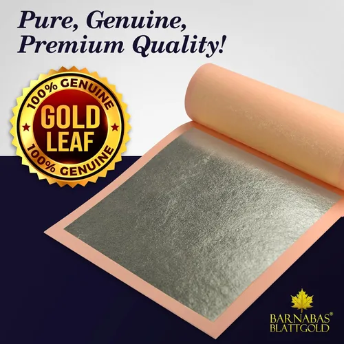 Miniatura 3 de Barnabas Blattgold Hoja de oro – Oro real de 12 quilates [25 hojas, 3.1 pulgadas] – Hoja suelta para pintura, arte y manualidades