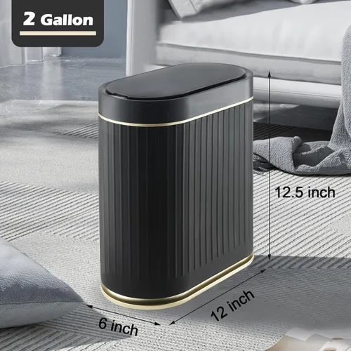 Miniatura 2 de SYNCVIBE Cubo de basura con sensor de baño con tapa automático de 2 galones con sensor pequeño, sensor de movimiento de 7.5 litros, cubo de basura