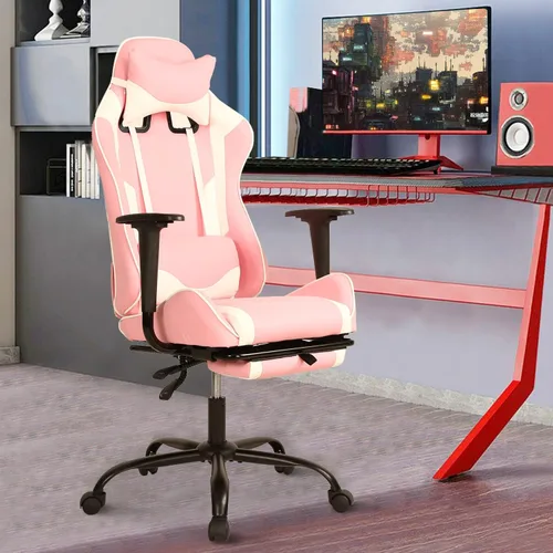 Miniatura 10 de Silla de juegos para adultos con reposapiés – Racing PC Silla Gamer Barato reclinable juego ergonómico escritorio con reposacabezas soporte lumbar