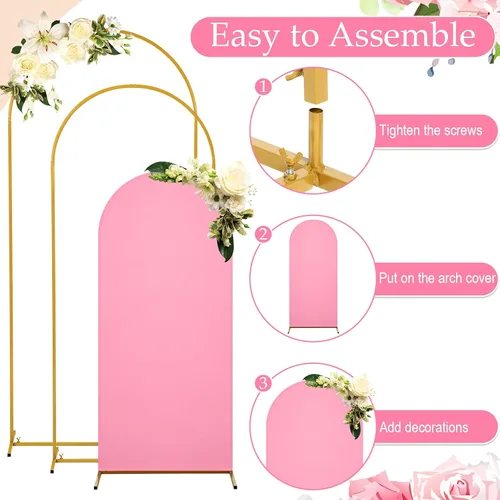 Miniatura 3 de Gisafai Juego de 6 soportes de metal para telón de fondo de arco y cubierta de arco de boda Chiara con cubierta de elastano para decoración de bodas