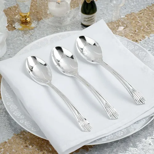 Efavormart - Paquete de 125 cucharas de plástico resistente Chambury de 7 pulgadas, cubiertos de plástico para bodas, cumpleaños, ocasiones de lujo,