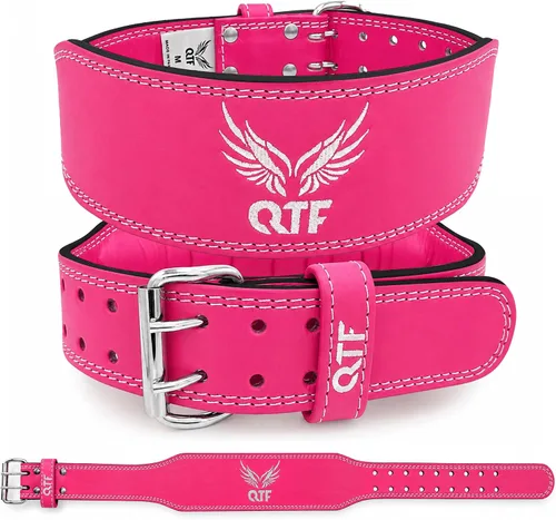 Miniatura 2 de QTF Cinturón de levantamiento de pesas, entrenamiento de gimnasio, soporte lumbar acolchado de cuero de 4 pulgadas para hombres y mujeres, 9
