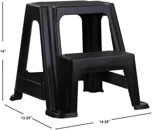 Miniatura 7 de Home Basics Taburete de 2 escaleras, soporta hasta 250 libras, resistente, ligero, de goma antideslizante, taburete seguro para adultos y niños