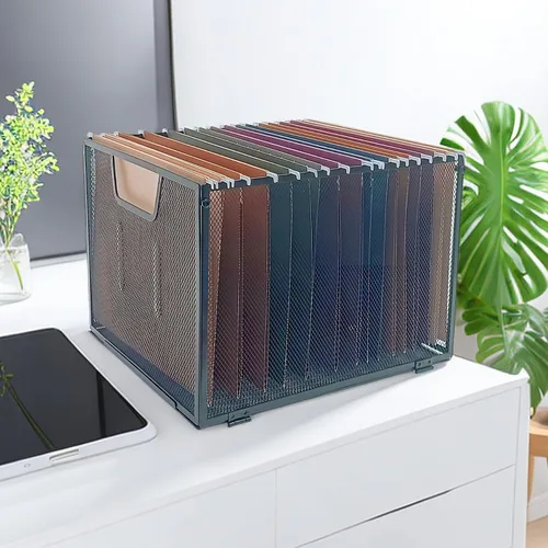 Miniatura 5 de Organizador de archivos colgante de malla metálica, caja de archivos para oficina/escuela/hogar, negro