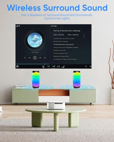 Miniatura 6 de Altavoz Bluetooth portátil con luces LED que cambian de color, función TWS, soporte de tarjeta TF/USB/AUX, sonido estéreo HD, altavoz de Navidad
