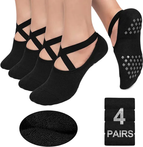 Calcetines de yoga con empuñaduras para mujer calcetines antideslizantes para barra pura ballet baile entrenamiento hospital