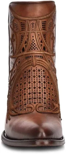 Miniatura 3 de Cuadra Botines para mujer en piel auténtica con bordado y cremallera marrón Marrón