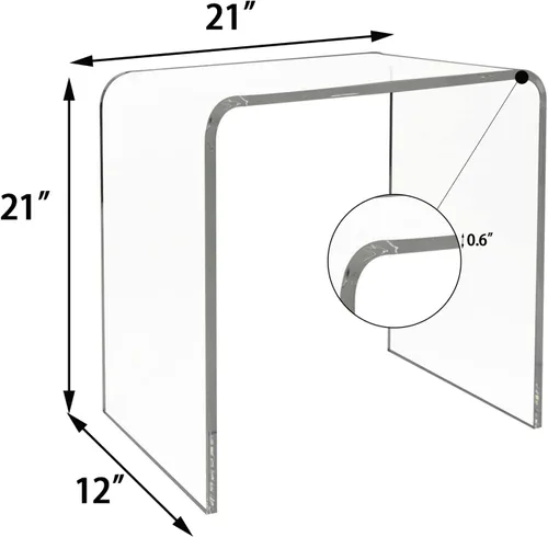 Miniatura 3 de Mesa auxiliar acrílica, mesa auxiliar de acrílico, mesa de centro transparente/mesita de noche para sala de estar, balcón, dormitorio, espacio