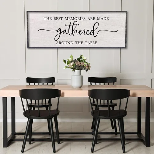 Miniatura 19 de LuZhiQiang Arte de pared para comedor 81,3×30,5 cm "Bless The Food Before Us" Letrero cristiano para cocina, cita familiar agradecida, cuadro grande