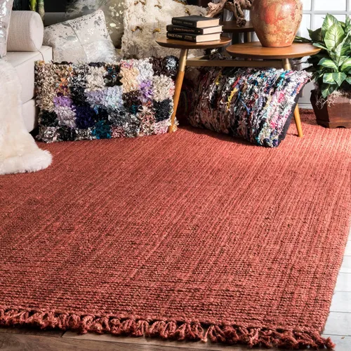 Miniatura 13 de Nuloom Daniela Navy, 2 pies 6 pulgadas x 8 pies, hecho a mano, yute, borla, suave y texturizado, alto tráfico, resistente a las manchas, fácil