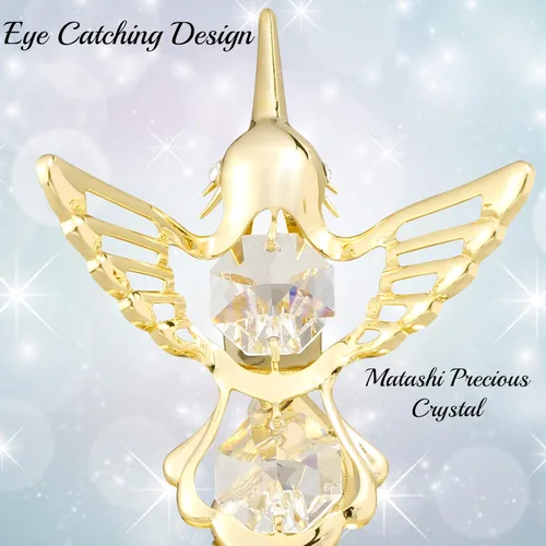 Miniatura 4 de Matashi Regalo de Navidad para mujer, caja de música de colibrí con cristal chapado en oro de 24 quilates, pieza de exhibición de mesa