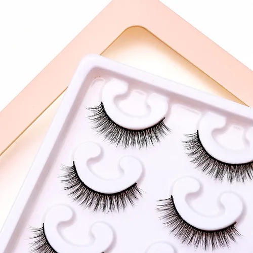 Miniatura 6 de Pestañas cortas de aspecto natural 6D, pestañas de visón finas, 10 pares, 100% hechas a mano, pestañas postizas reutilizables