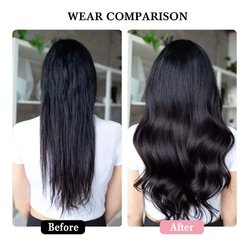 Miniatura 5 de Extensiones de cabello humano con clip, de 18 pulgadas, 8 piezas, color negro azabache, extensiones de cabello humano real para mujer, extensiones