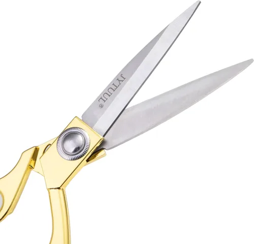 Miniatura 6 de Tijeras de sastre profesionales resistentes, afiladas de acero inoxidable de 8 pulgadas, tijeras de modista doradas, tijeras de tela multiusos