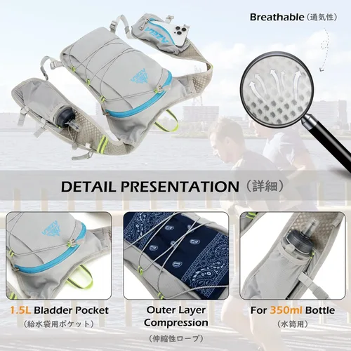 Miniatura 3 de TRIWONDER Hydration Vest Running Backpack for Men & Women, Water Pack for Hiking, Camping, Climbing & Cycling, Lightweight Daypack
