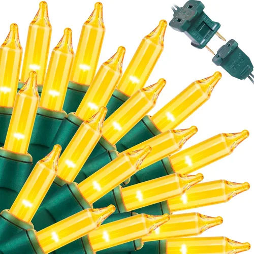 LAMPHOME Cadena de luces navideñas, juego de 100 mini luces incandescentes para uso en interiores y exteriores (Amarillo)